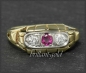 Preview: Diamant Brillant & Rubin Ring aus 585 Gold, Antik