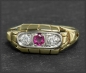 Preview: Diamant Brillant & Rubin Ring aus 585 Gold, Antik