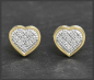 Preview: Herz Ohrstecker 0,12ct Diamanten, 10K Gold