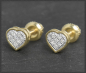 Preview: Herz Ohrstecker 0,12ct Diamanten, 10K Gold