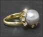 Mobile Preview: Tahiti Perle 11,5mm & 0,40ct Diamant Gold Ring