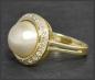 Preview: Diamant 0,35ct & 10mm Mabe Perlen Ring 585 Gold