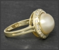 Preview: Diamant 0,35ct & 10mm Mabe Perlen Ring 585 Gold