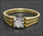 Preview: Vintage 0,25ct Diamant Solitär Ring, 585 Gold