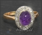 Preview: Diamant & Amethyst Ring, Gold & Platin, Antik