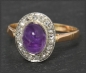 Preview: Diamant & Amethyst Ring, Gold & Platin, Antik