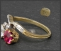 Preview: Antik Diamant & Turmalin Toi et Moi Ring, Gold & Platin