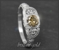 Preview: Jugendstil Design Ring, 0,60ct Brillant in olivgrün, 585 Gold