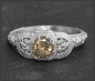 Preview: Jugendstil Design Ring, 0,60ct Brillant in olivgrün, 585 Gold