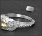 Preview: Jugendstil Design Ring, 0,60ct Brillant in olivgrün, 585 Gold