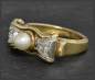 Preview: Perle & 0,30ct Diamant Ring aus 585 Gold, Antik