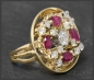 Preview: Antiker Diamant & Rubin Ring, 585 Gold, um 1925