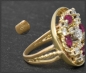 Preview: Antiker Diamant & Rubin Ring, 585 Gold, um 1925