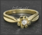 Preview: Diamant Solitär Blumen Ring mit Brillant, 585 Gold