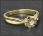 Preview: Diamant Solitär Blumen Ring mit Brillant, 585 Gold