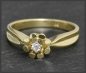 Preview: Diamant Solitär Blumen Ring mit Brillant, 585 Gold