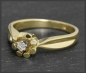 Preview: Diamant Solitär Blumen Ring mit Brillant, 585 Gold