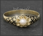 Preview: Antiker Ring um 1864! mit Perle, Gravur & Email, 585 Gold