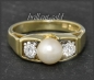 Preview: Diamant & Perlen Ring mit 0,40ct, 585 Gelbgold, Vintage