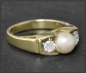 Preview: Diamant & Perlen Ring mit 0,40ct, 585 Gelbgold, Vintage