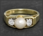 Preview: Diamant & Perlen Ring mit 0,40ct, 585 Gelbgold, Vintage