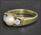 Preview: Diamant & Perlen Ring mit 0,40ct, 585 Gelbgold, Vintage