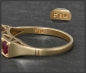 Preview: Antiker 1,30ct Diamant & Rubin Trilogie Ring, 585 Gold