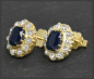Preview: Antike 3,70ct Diamant & Saphir Ohrstecker, 585 Gold