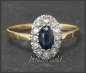 Preview: Diamant & Saphir Ring, 750 Gold & Silber, Antik um 1890