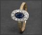 Preview: Diamant & Saphir Ring, 750 Gold & Silber, Antik um 1890