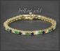 Preview: Diamant, Smaragd & Saphir Armband, 585 Gelbgold