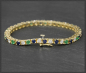 Preview: Diamant, Smaragd & Saphir Armband, 585 Gelbgold
