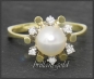 Preview: Vintage Diamant & Perlen Ring mit Brillanten, 585 Gold