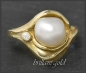 Preview: Diamant & Akoya Perlen Ring, 585 Gelbgold