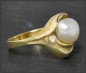Preview: Diamant & Akoya Perlen Ring, 585 Gelbgold