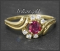 Preview: Diamant & Rubellit Ring mit 0,68ct, 585 Gelbgold