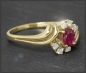 Preview: Diamant & Rubellit Ring mit 0,68ct, 585 Gelbgold