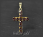 Preview: Kreuz Anhänger mit 5,50ct Granate, in 333 Gelbgold