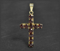 Preview: Kreuz Anhänger mit 5,50ct Granate, in 333 Gelbgold