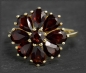Preview: Gold Ring, 5ct rote Granate, Vintage Blüten Ring