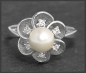 Preview: Diamant & Perlen Blumen Ring, 585 Weißgold, Vintage