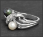 Preview: Tahiti & Akoya Perlen Ring mit Diamanten, 585 Weißgold