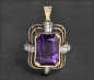 Preview: Antiker 30,5ct Amethyst & Saphir Anhänger, 585 Gold