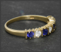 Preview: Saphir & Diamant Ring mit 0,60ct, 585 Gelbgold Memoryring