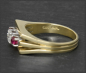 Preview: Vintage 0,92ct Diamant & Rubin Trilogie Ring, 585 Gold