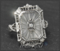 Preview: Art Deko Ring, geschliffener Bergkristall & Diamant, 585 Gold
