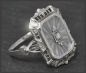 Preview: Art Deko Ring, geschliffener Bergkristall & Diamant, 585 Gold