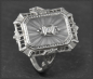 Preview: Art Deko Ring, geschliffener Bergkristall & Diamant, 585 Gold