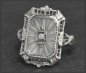 Preview: Art Deko Ring, geschliffener Bergkristall & Diamant, 585 Gold