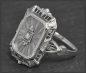 Preview: Art Deko Ring, geschliffener Bergkristall & Diamant, 585 Gold